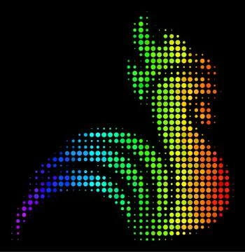 Rainbow Colored Pixel Rooster Icon Stock Illustration