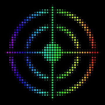 Rainbow Colored Pixel Target Bullseye Icon Stock Illustration