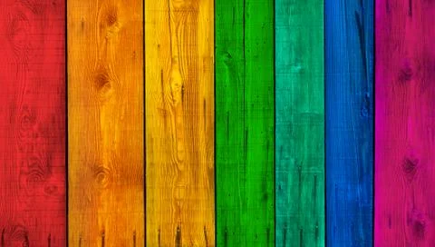 Rainbow colored planks Stock Photos