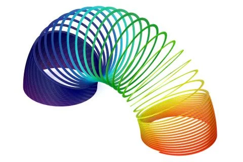 Rainbow colored plastic Slinky toy Stock Illustration