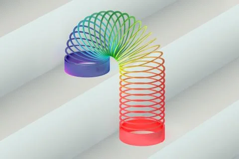 Rainbow colored plastic Slinky toy Stock Illustration