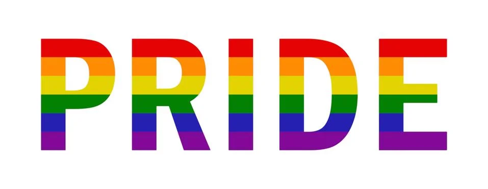 Rainbow colored PRIDE text on a white background Stock Illustration