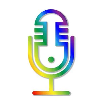 Rainbow colored recording microphone icon or symbol Illustrazione stock