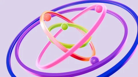 Rainbow colored spheres and rings rotating Stock Footage 281868371