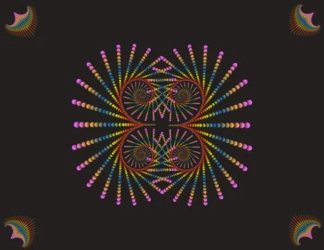 A rainbow-colored symmetrical spiral pattern Stock Illustration