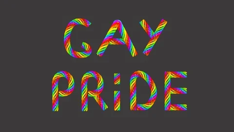 Rainbow colored text gay pride on dark gray background looped 3D animation Stock Footage 105603711