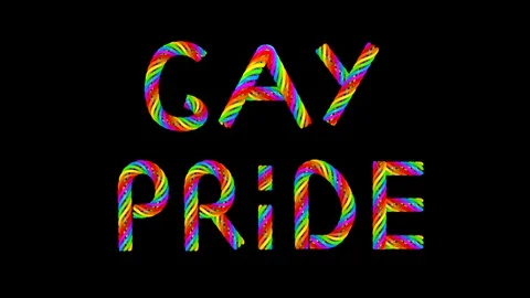 Rainbow colored text gay pride on transparent background looped 3D animation Stock Footage 129740375