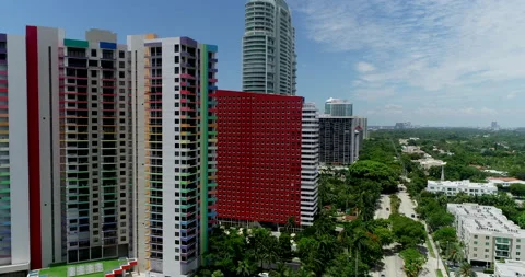 Rainbow colored tower in downtown Miami Stock Footage 157392102