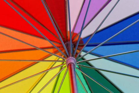 Rainbow colored umbrella Stock Photos