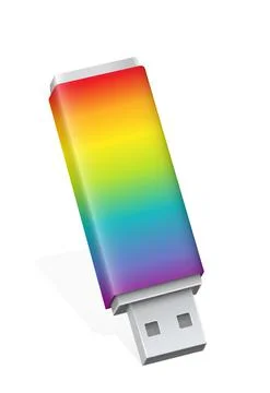 Rainbow Colored USB Flash Drive Computer Fun Stock Illustration