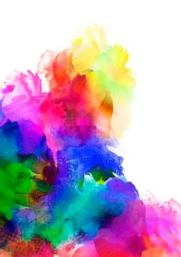 Rainbow colored watercolor paints and textures on white Иллюстрация