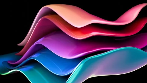 Rainbow colored wavy plastic layers Stock Footage 277665156