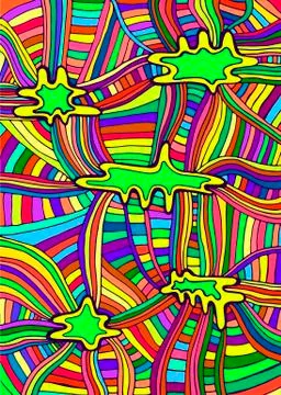 Rainbow colorful abstract pattern, line of ornaments. Stock Illustration