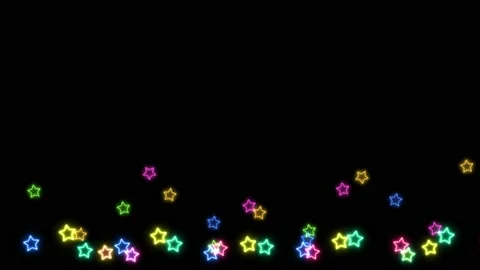 Rainbow colorful big and tiny stars neon light sign elements slow dancing on 스톡 동영상 137882893