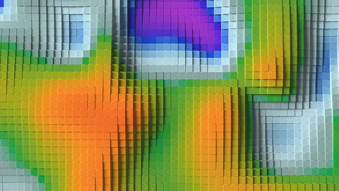 Rainbow colorful blocks 3D render seamless loop animation Stockbeeldmateriaal 120380418