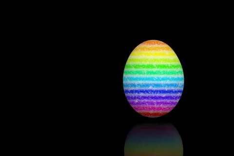 Rainbow Colorful Easter Egg on Black Stock Photos