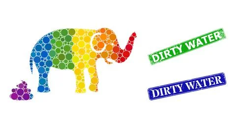 Rainbow colorful gradient round dot collage elephant shit, and Dirty Water ru Stock Illustration