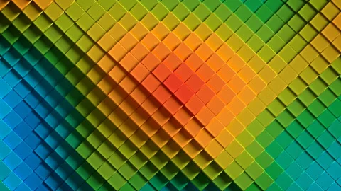 Rainbow colorful rhombus 3D render seamless loop animation Stock Footage 115331331