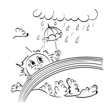 Rainbow coloring page design for print Stock Illustration