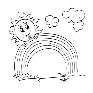 Rainbow coloring page design for print Stock Illustration