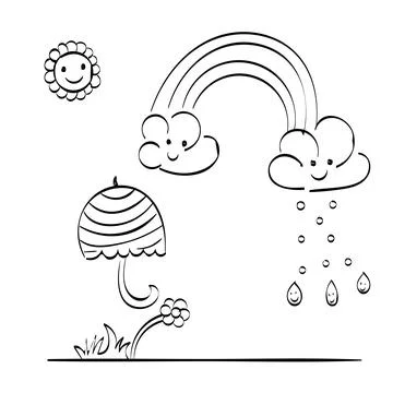 Rainbow coloring page design for print Stock Illustration