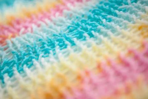 Rainbow colors background, knitting wool texture close up Foto stock