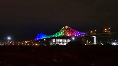Rainbow colors on bridge Stock Footage 139664267