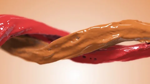 Rainbow colors, fluid simulation. spilled paint. color ocher burgundy Stock Footage 125904349