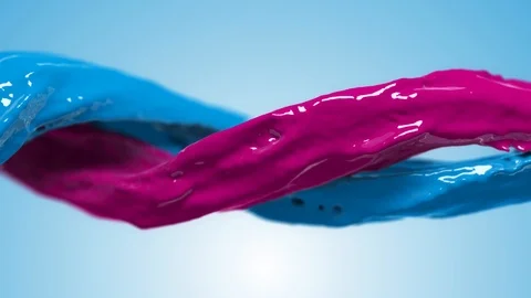 Rainbow colors, fluid simulation. spilled paint. color blue pink Stock Footage 125904351