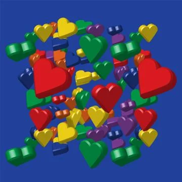 Rainbow Colors Hearts Pattern Stock Illustration