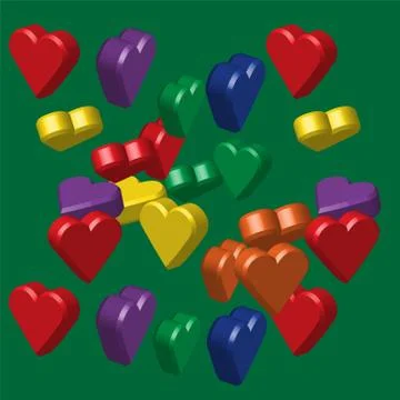 Rainbow Colors Hearts Pattern Stock Illustration