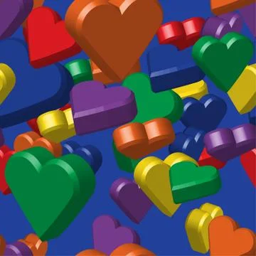 Rainbow Colors Hearts Seamless Pattern Illustrazione stock