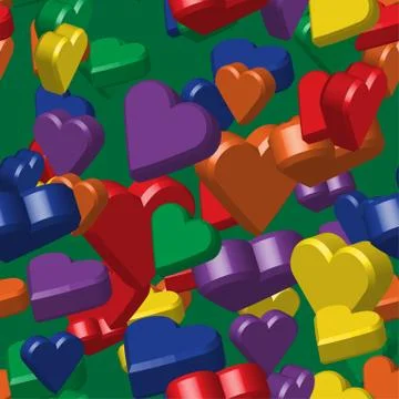 Rainbow Colors Hearts Seamless Pattern 스톡 일러스트