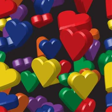 Rainbow Colors Hearts Seamless Pattern Stockillustratie