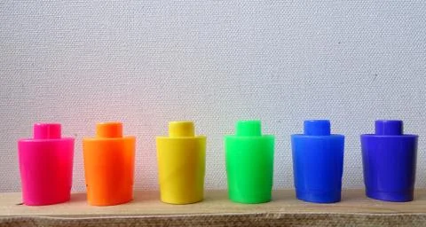 Rainbow colors of marker lids. Stock Photos