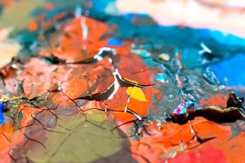 A rainbow of colors on the palette Stock Photos