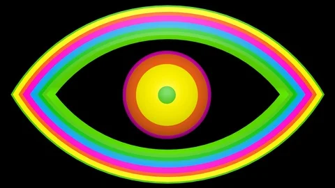 Rainbow colors in shape of an eye. Cycling looped 3d animation Stock Footage 114733004