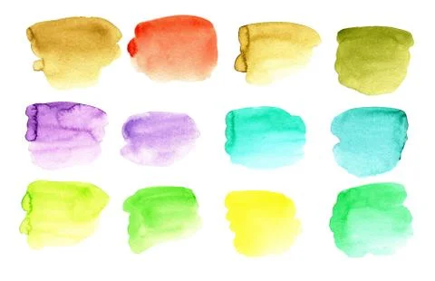 Rainbow colors watercolor spots paint a set of backgrounds for text Stock Illustration