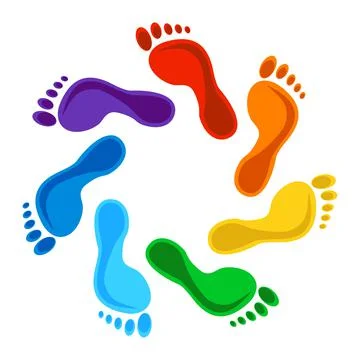Rainbow colour footprints - design elements. Vector illustration. Illustrazione stock