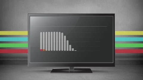 Rainbow coloured bar chart on a flatscreen Stock Footage 111374742