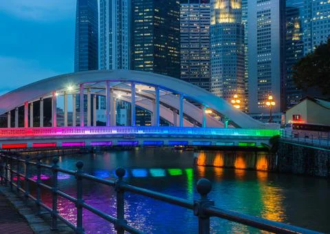 Rainbow coloured bridge Stock Photos