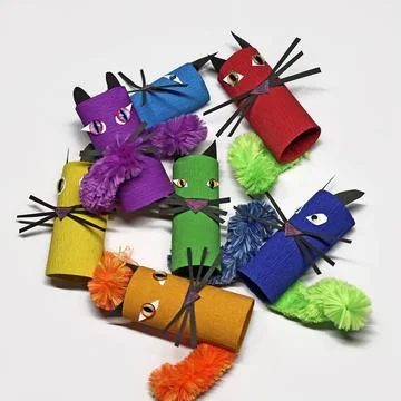 Rainbow coloured cats Stock Photos