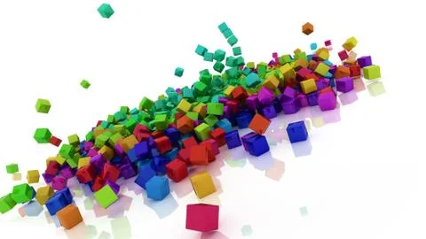 Rainbow coloured cubes Stock Illustration