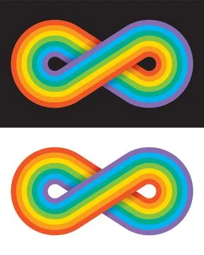 Rainbow coloured infinity symbol. Stock Illustration