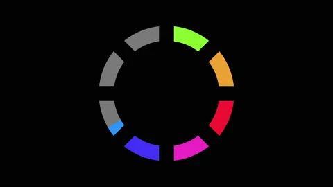 Rainbow coloured loading circle icon animation, on a black background Stock Footage 144710818