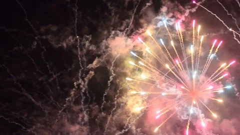 Rainbow coloured salute lights Stock Footage 93478357