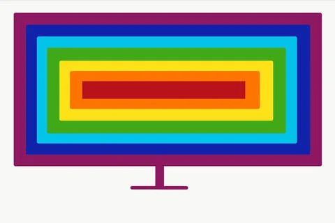 Rainbow on Computer screen; discourse of rights; diversity and solidarity Stock Illustration
