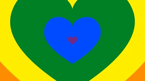 Rainbow concentric hearts expanding wipe transition with alpha channel. LGBTQ or Stock Footage 334379319