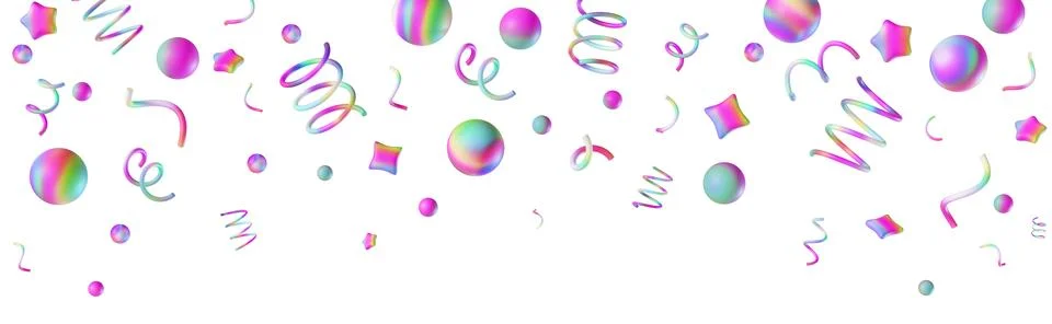 Rainbow confetti falling down, isolated on white background. Perfect for part Stock Illustration