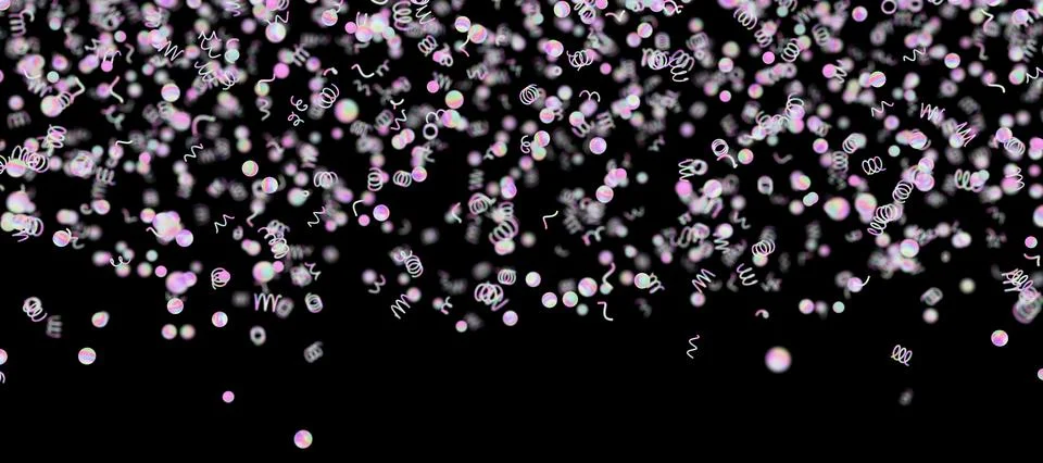Rainbow confetti falling down, isolated on black background. Perfect for pa.. Stock Illustration